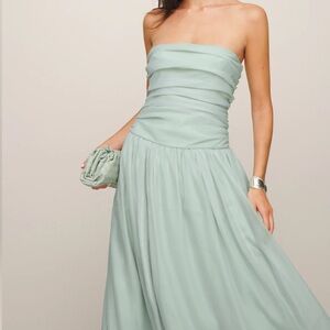 Elegant Strapless Mint Green Dress